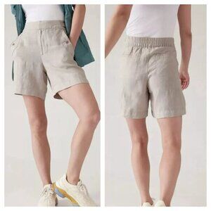 Athleta Voyager Linen Short 8 Tan/Cream